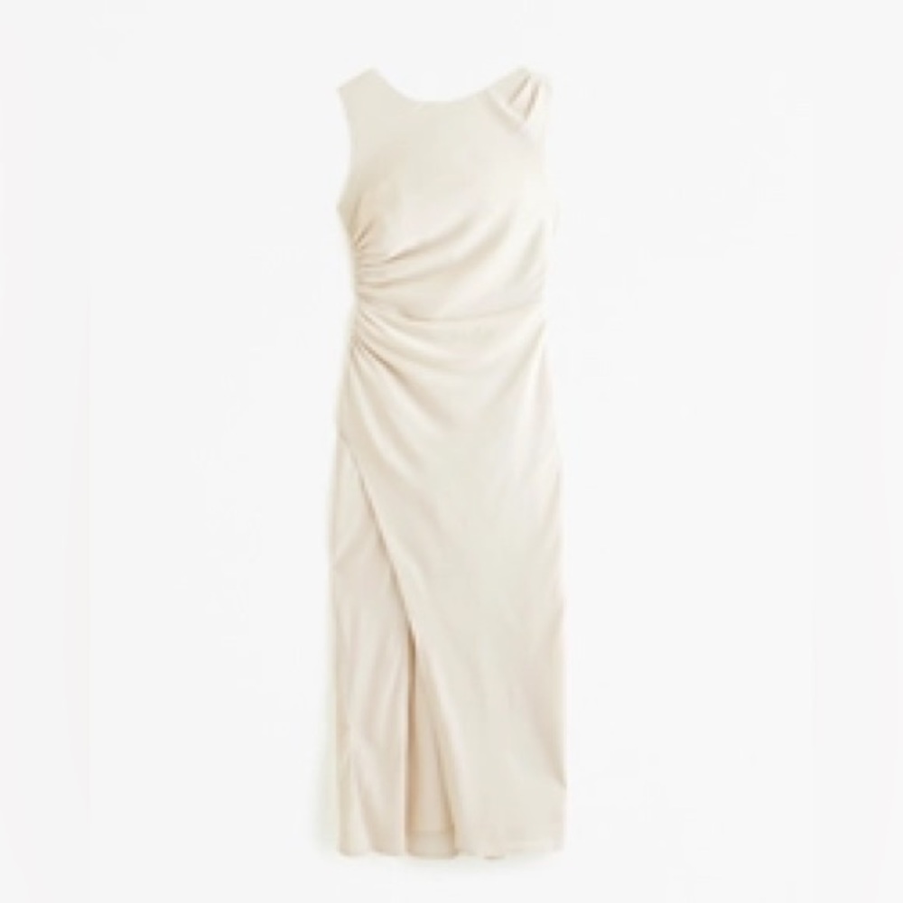 Abercrombie & Fitch Cream Sleeveless Midi Dress